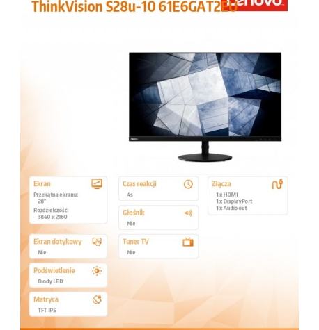 Monitor Lenovo ThinkVision S28u 61E6GAT2EU