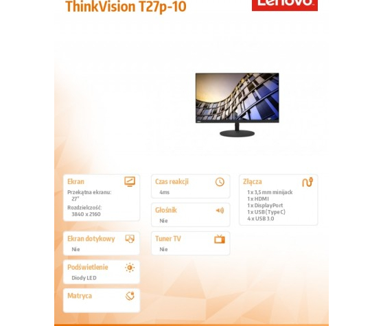 Monitor Lenovo ThinkVision T27p 61DAMAT1EU