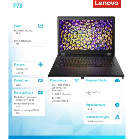 Laptop Lenovo ThinkPad P73 17.3 20QR002HPB