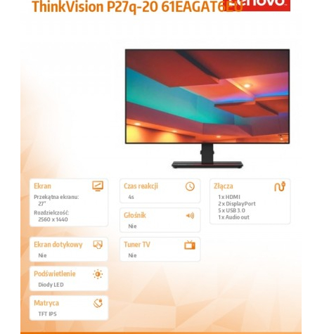 Monitor Lenovo ThinkVision P27q 61EAGAT6EU