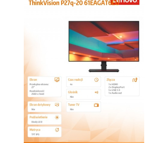 Monitor Lenovo ThinkVision P27q 61EAGAT6EU