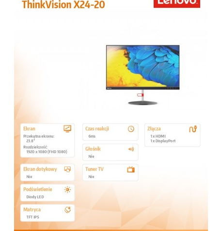 Monitor Lenovo ThinkVision X24- 61BDGAT3EU