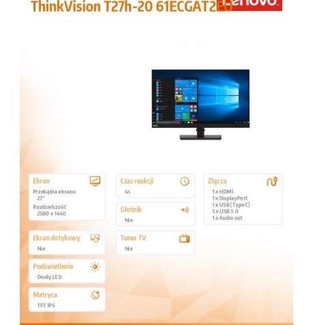 Monitor Lenovo ThinkVision T27h 61ECGAT2EU