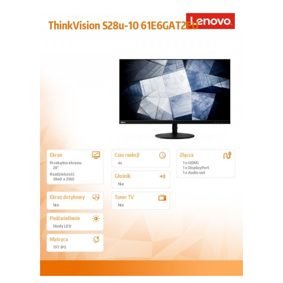 Monitor Lenovo ThinkVision S28u 61E6GAT2EU