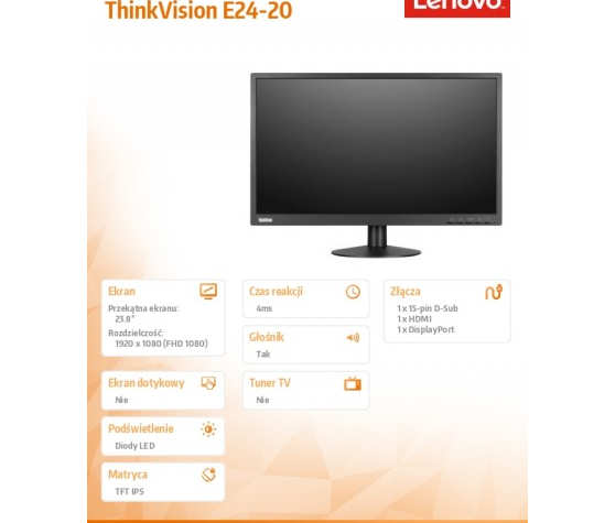 Monitor Lenovo ThinkVision E24- 62A5MAT4EU