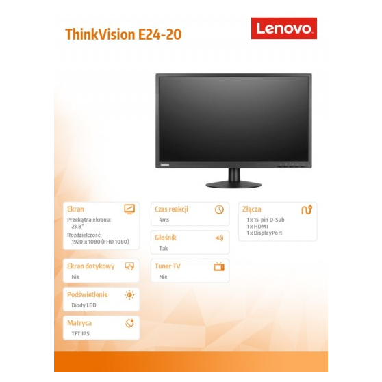 Monitor Lenovo ThinkVision E24- 62A5MAT4EU