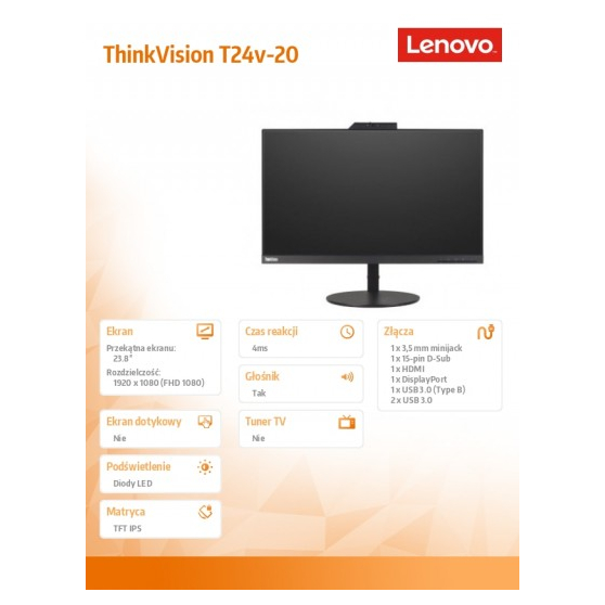 Monitor Lenovo ThinkVision T24v 61FCMAT6EU