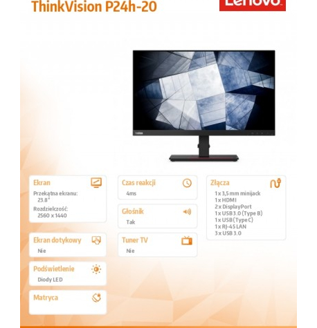 Monitor Lenovo ThinkVision P24h 61F4GAT1EU