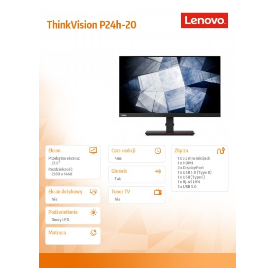 Monitor Lenovo ThinkVision P24h 61F4GAT1EU