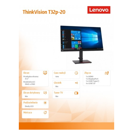 Monitor Lenovo ThinkVision T32p 61F2GAT2EU