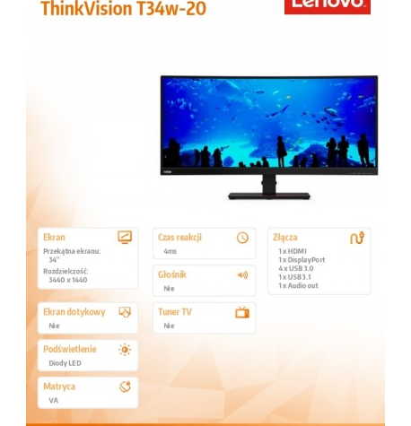 Monitor Lenovo ThinkVision T34w 61F3GAT1EU