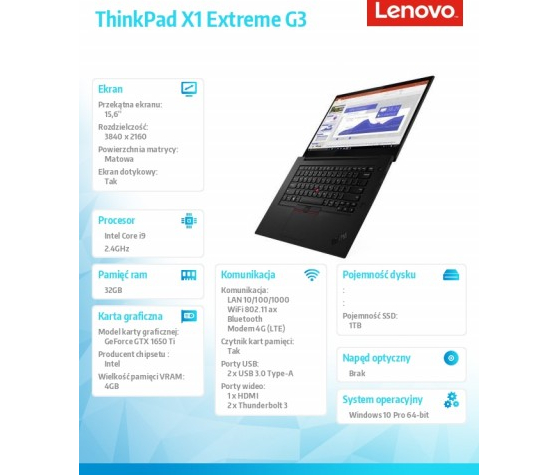 Laptop Lenovo ThinkPad X1 Extre 20TK000PPB