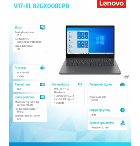 Laptop Lenovo V17-IIL 17.3 FHD  82GX008CPB