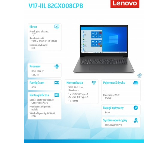 Laptop Lenovo V17-IIL 17.3 FHD  82GX008CPB