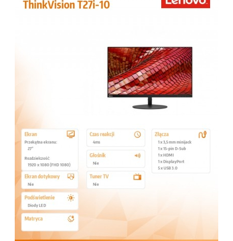 Monitor Lenovo ThinkVision T27i 61C6MAT1EU-OUTLET