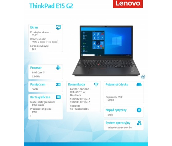 Laptop LENOVO ThinkPad E15 G2 I 20TD0005PB