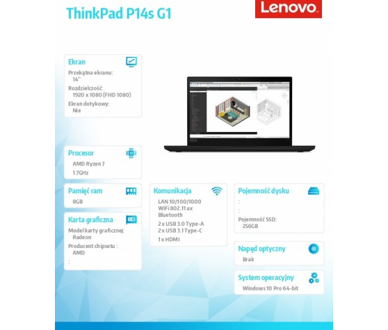 Laptop Lenovo ThinkPad P14s G1  20Y1000NPB