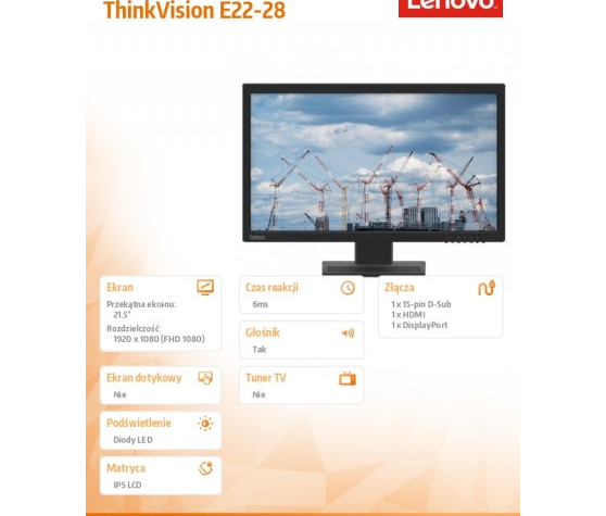 Monitor Lenovo ThinkVision E22- 62BAMAT4EU
