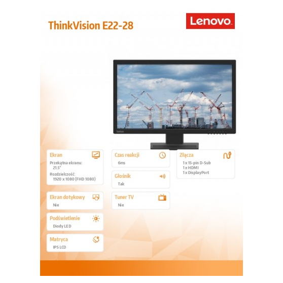 Monitor Lenovo ThinkVision E22- 62BAMAT4EU