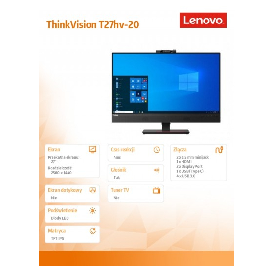 Monitor Lenovo ThinkVision T27h 62A9GAT1EU