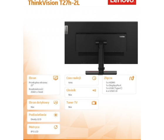 Monitor Lenovo ThinkVision T27h 62B1GAT2EU