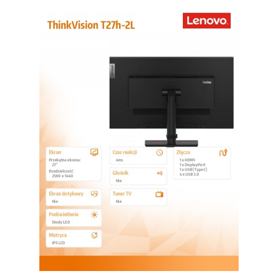 Monitor Lenovo ThinkVision T27h 62B1GAT2EU