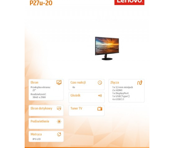 Monitor Lenovo ThinkVision P27u 62CBRAT6EU