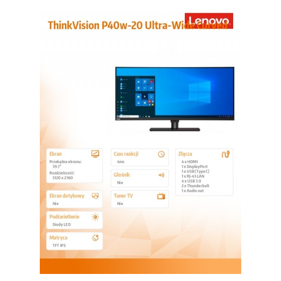 Monitor Lenovo ThinkVision P40w 62DDGAT6EU