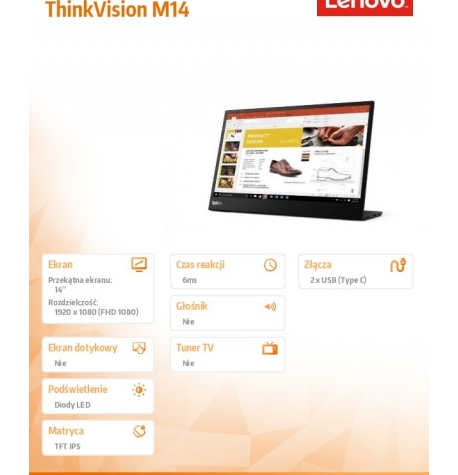 Monitor Lenovo ThinkVision M14  63AAUAT6WL