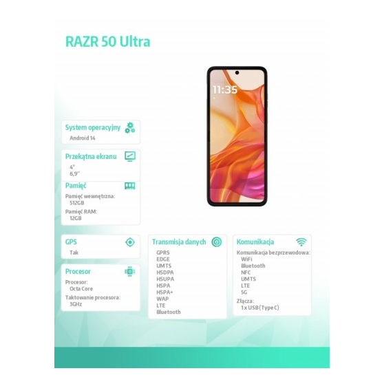 Smartfon Motorola RAZR 50 Ultra PB1T0056PL