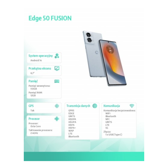 Smartfon Motorola Edge 50 FUSIO PB3T0008PL