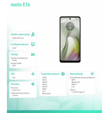 Smartfon Motorola moto E14 2/64 PB3C0009PL