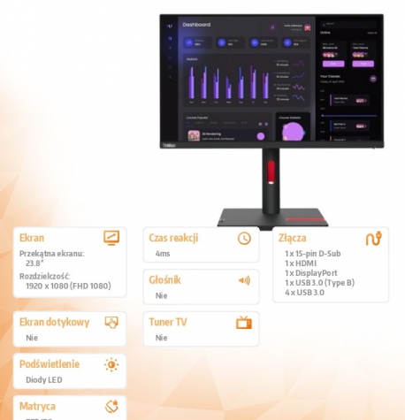 Monitor Lenovo ThinkVision T24i 63CFMATXEU