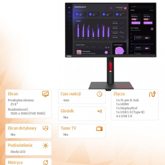 Monitor Lenovo ThinkVision T24i 63CFMATXEU