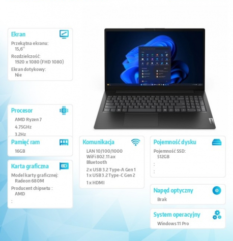 Laptop Lenovo V15 G6 15.6 FHD R 83UU001SPB